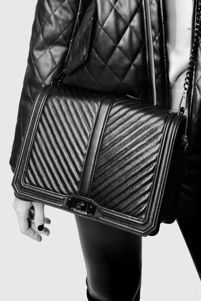 Rebecca Minkoff Chevron Quiltad Jumbo Love Crossbody Väska Dam Svarta | Sverige-8613581