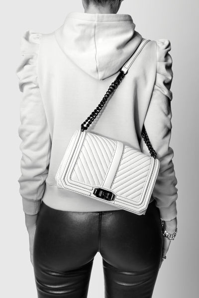 Rebecca Minkoff Chevron Quiltad Love Crossbody Väska Dam Svarta | Sverige-356881