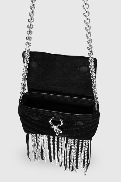 Rebecca Minkoff Edie Micro With Crystal Fringe Crossbody Väska Dam Svarta | Sverige-836863