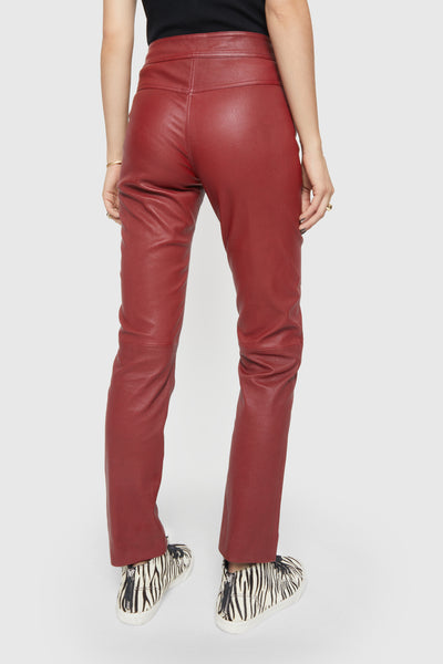 Rebecca Minkoff Poppy Läder Leggings Dam Röda | Sverige-188633