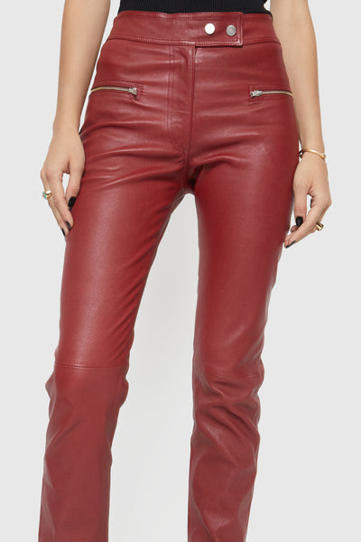 Rebecca Minkoff Poppy Läder Leggings Dam Röda | Sverige-188633